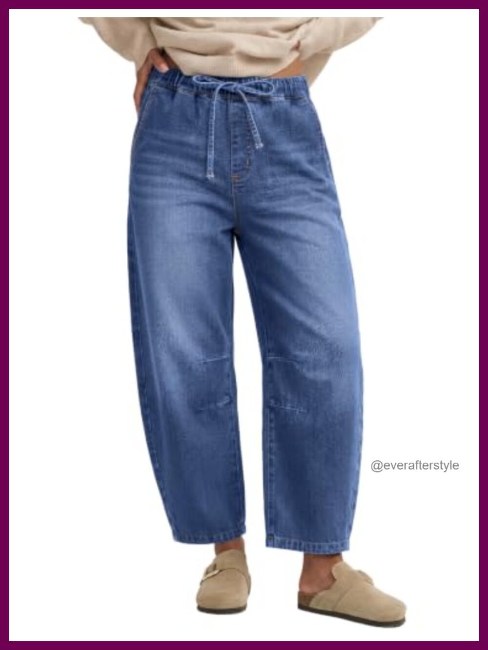Women's Barrel Jeans High Waist Cropped Wide Leg Denim Pants